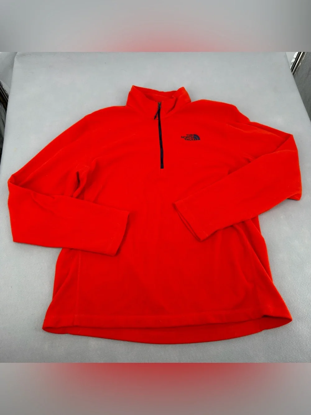 The North Face Orange 1/4 Zip Fleece Jacket Medium Mens